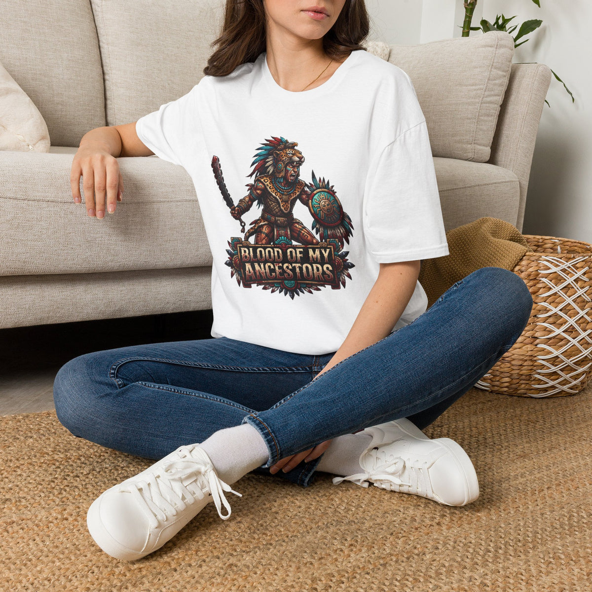 Aztec Warrior T-Shirt – 'Blood of My Ancestors' Graphic Tee